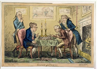 Gra w szachy, wyd. H. Humphrey, Londyn (kolorowa akwaforta) autorstwa George Cruikshank