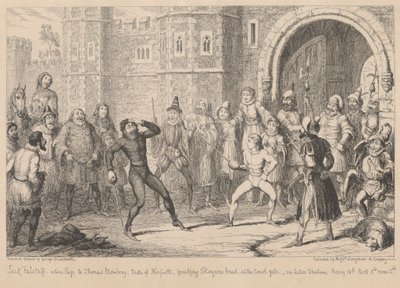 Gloucestershire. Przed domem Shallow: „Henryk IV część II”, akt III, scena II autorstwa George Cruikshank