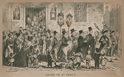Wejście do katedry św. Pawła, Londyn autorstwa George Cruikshank