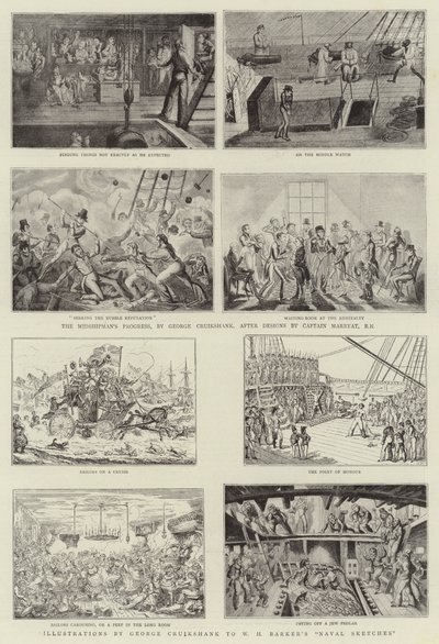 Sztuka humorystyczna na Królewskiej Wystawie Marynarki Wojennej autorstwa George Cruikshank