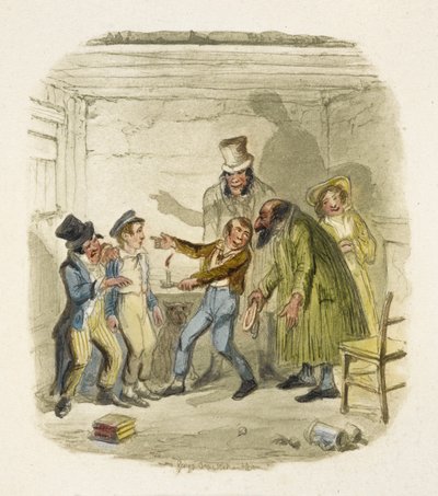 Ilustracja do filmu "Oliver Twist" autorstwa George Cruikshank