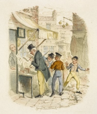 Ilustracja do filmu "Oliver Twist" autorstwa George Cruikshank