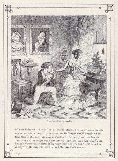 Ilustracja do książki Własna licencjata, czyli postępy pana Lambkina (Gent) (rycina) autorstwa George Cruikshank