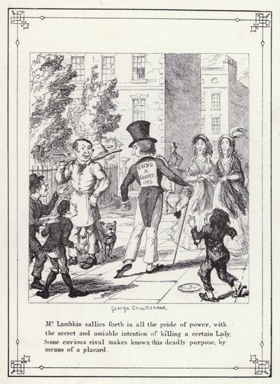 Ilustracja do książki Własna licencjata, czyli postępy pana Lambkina (Gent) (rycina) autorstwa George Cruikshank