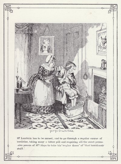Ilustracja do książki Własna licencjata, czyli postępy pana Lambkina (Gent) (rycina) autorstwa George Cruikshank