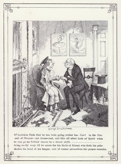 Ilustracja do książki Własna licencjata, czyli postępy pana Lambkina (Gent) (rycina) autorstwa George Cruikshank