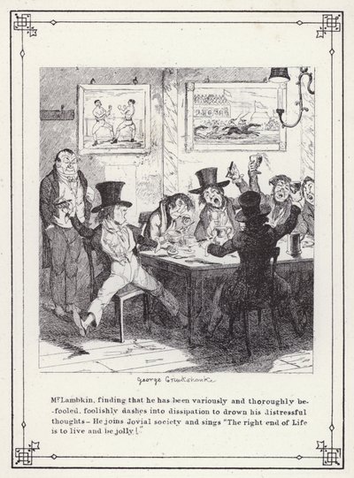 Ilustracja do książki Własna licencjata, czyli postępy pana Lambkina (Gent) (rycina) autorstwa George Cruikshank