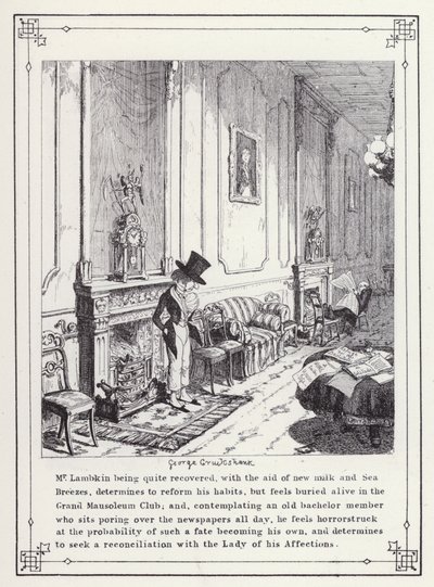 Ilustracja do książki Własna licencjata, czyli postępy pana Lambkina (Gent) (rycina) autorstwa George Cruikshank