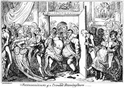 Niedogodność zatłoczonego salonu, 1818. autorstwa George Cruikshank