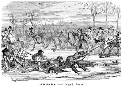 Styczeń - Twardy Mróz, XIX wiek. autorstwa George Cruikshank