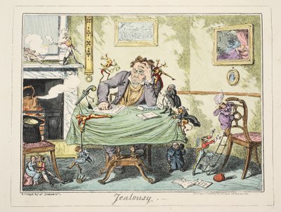 Zazdrość, wyd. 1835 (grawerowanie ręcznie kolorowane) autorstwa George Cruikshank