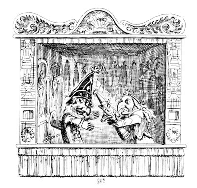 Judy namawia pana Puncha do zabrania dziecka autorstwa George Cruikshank