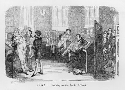 Czerwiec, Święto w Urzędach (grawerowanie) autorstwa George Cruikshank
