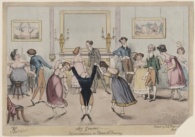 Les Graces, niedogodności w tańcu Quadrille autorstwa George Cruikshank