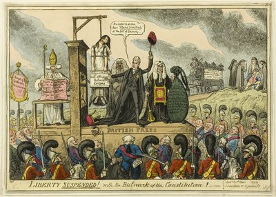 Wolność zawieszona! Z bastionem konstytucji! autorstwa George Cruikshank