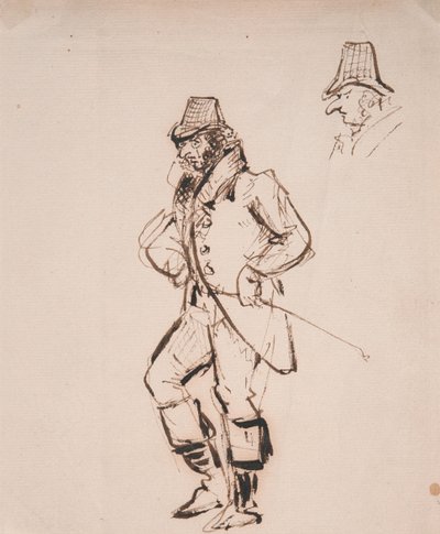 Mężczyzna z batem jeździeckim autorstwa George Cruikshank