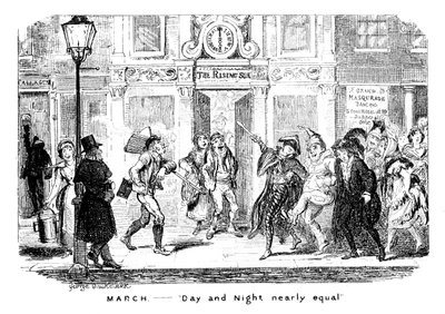 Marzec - Dzień i noc prawie równy, XIX wiek. autorstwa George Cruikshank