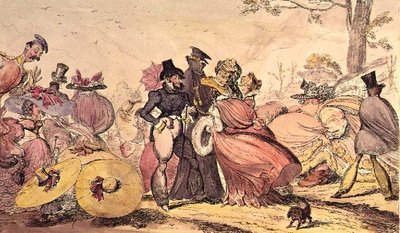 Potworności z 1825 i 1826 r. (Karykatura satyryczna z XIX w. Mody angielskie) autorstwa George Cruikshank