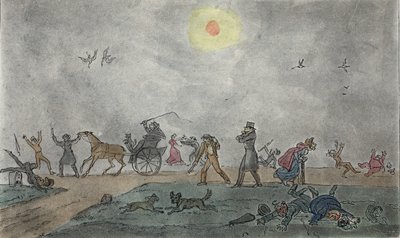 Listopad - Stary Styl - Unosisz się przez mgłę i brudne powietrze, pub. 1835. autorstwa George Cruikshank