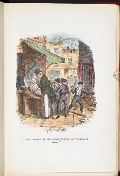 Oliver był zdumiony, w jaki sposób Dodger „idzie do pracy” z Przygód Olivera Twista… Z dwudziestoma czterema ilustracjami Cruikshanka autorstwa George Cruikshank