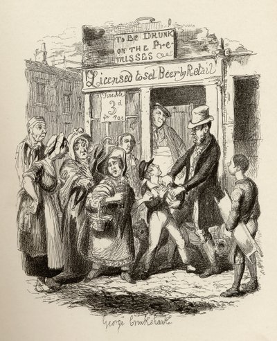Oliver twierdził przez swoich serdecznych przyjaciół, z „Przygód Olivera Twista” Charlesa Dickensa (1812-70) 1838, opublikowanych przez Chapman und Hall, 1901 autorstwa George Cruikshank