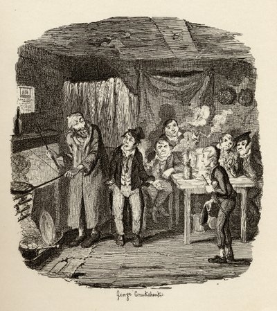Oliver przedstawiony szanowanemu starszemu dżentelmenowi z „Przygód Olivera Twista” Charlesa Dickensa (1812-70) 1838, wydanego przez Chapman und Hall, 1901 autorstwa George Cruikshank