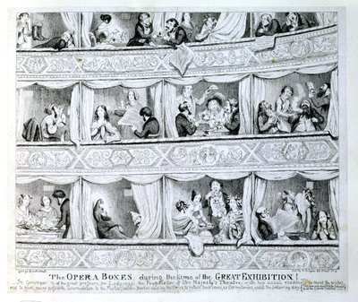 Loże operowe w czasie Wielkiej Wystawy, ok. 1851 autorstwa George Cruikshank