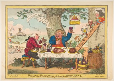 Pokój i obfitość lub dobra nowina dla Johna Bulla!!!, 25 maja 1814 r. autorstwa George Cruikshank