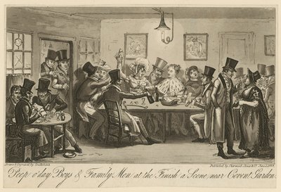 Peep of day Chłopcy i rodzina na mecie: scena w pobliżu Covent Garden autorstwa George Cruikshank