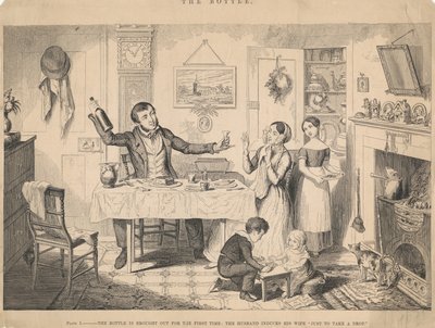 Ilustracja I, Pierwsze wyjęcie butelki autorstwa George Cruikshank