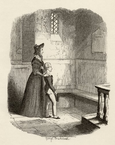 Rose Maylie i Oliver, z "Przygód Olivera Twista" Charlesa Dickensa (1812-70) 1838, opublikowane przez Chapman und Hall, 1901 autorstwa George Cruikshank