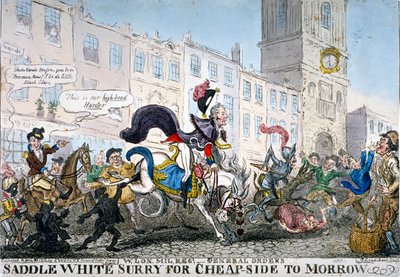 „Saddle white Surry for Cheapside to Morrow”, 1812 r autorstwa George Cruikshank