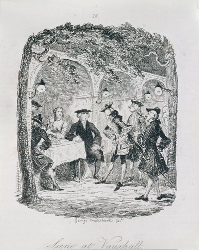 Scena w Vauxhall, z "Amelii", rytowana przez artystę, ilustracja z "Dzieł Henry
