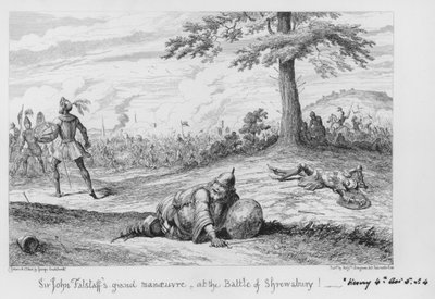 Wielki manewr sir Johna Falstaffa w bitwie pod Shrewsbury! autorstwa George Cruikshank