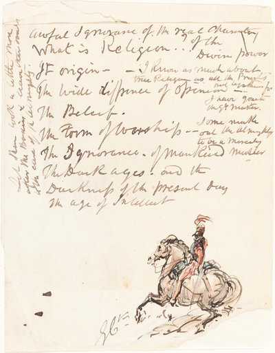 Szkic konnego huzara autorstwa George Cruikshank