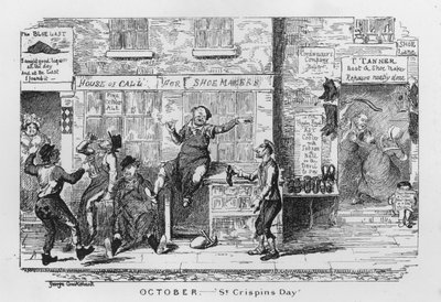Dzień Św. Kryspina (rycina) autorstwa George Cruikshank