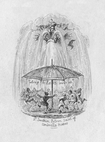 Św. Swithin Patron Parasolarzy, 1829 autorstwa George Cruikshank