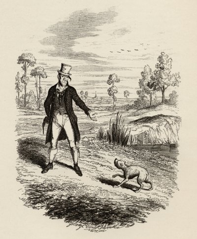 Sykes usiłujący zniszczyć swojego psa, z „Przygód Olivera Twista” Charlesa Dickensa (1812-70) 1838, opublikowane przez Chapman und Hall, 1901 autorstwa George Cruikshank
