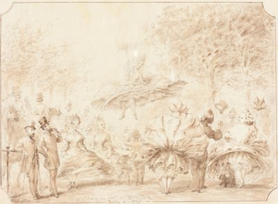 „Taking the Air” w Hyde Parku [verso] autorstwa George Cruikshank