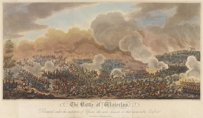Bitwa pod Waterloo, z „Relacji historycznej z bitwy pod Waterloo”, 1817 (kolorowa akwatinta) autorstwa George Cruikshank