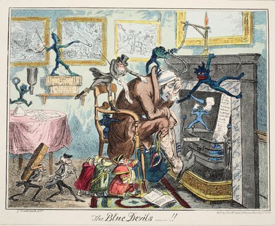 Błękitne Diabły, wyd. 1835 (grawerowanie ręcznie kolorowane) autorstwa George Cruikshank