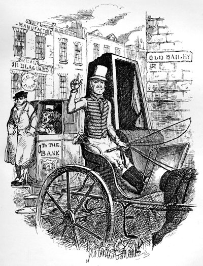 Ostatni taksówkarz i pierwszy Omnibus Cad, c1900 autorstwa George Cruikshank