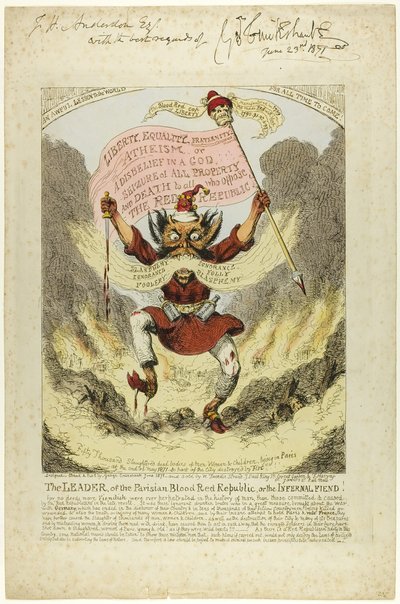 Przywódca paryskiej Krwistoczerwonej Republiki autorstwa George Cruikshank