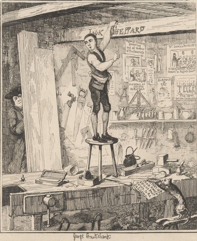 Imię na belkach autorstwa George Cruikshank