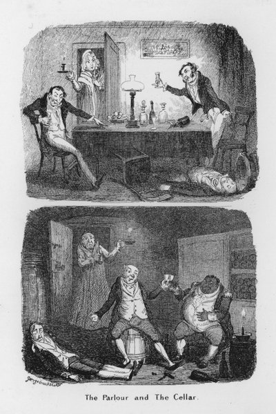 Salonik i Piwnica (grafika) autorstwa George Cruikshank