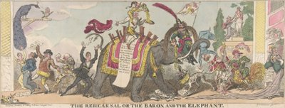 Próba czyli baron i słoń, 1 stycznia 1812, 1 stycznia 1812. autorstwa George Cruikshank