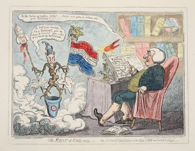 The Root of Kings Evil, wyd. 1835 (grawerowanie ręcznie kolorowane) autorstwa George Cruikshank