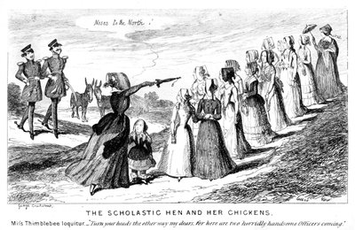Scholastyczna Kura i Jej Kurczaki, XIX wiek. autorstwa George Cruikshank