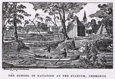 Szkoła Natation na stadionie, Cremorne Gardens autorstwa George Cruikshank