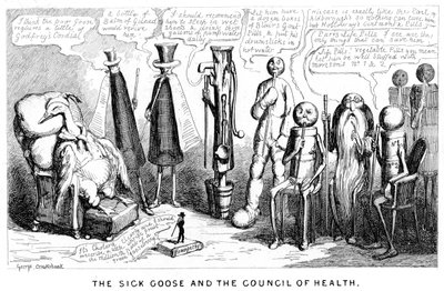 Chora Gęś i Rada Zdrowia, XIX w. autorstwa George Cruikshank